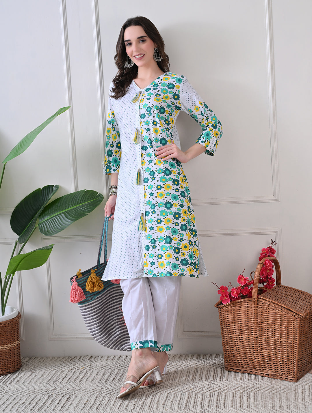 Marigold Mist: Dual-Print Floral Kurta Set