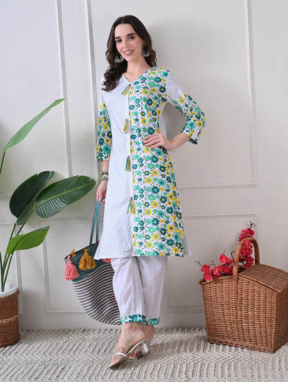 Marigold Mist: Dual-Print Floral Kurta Set
