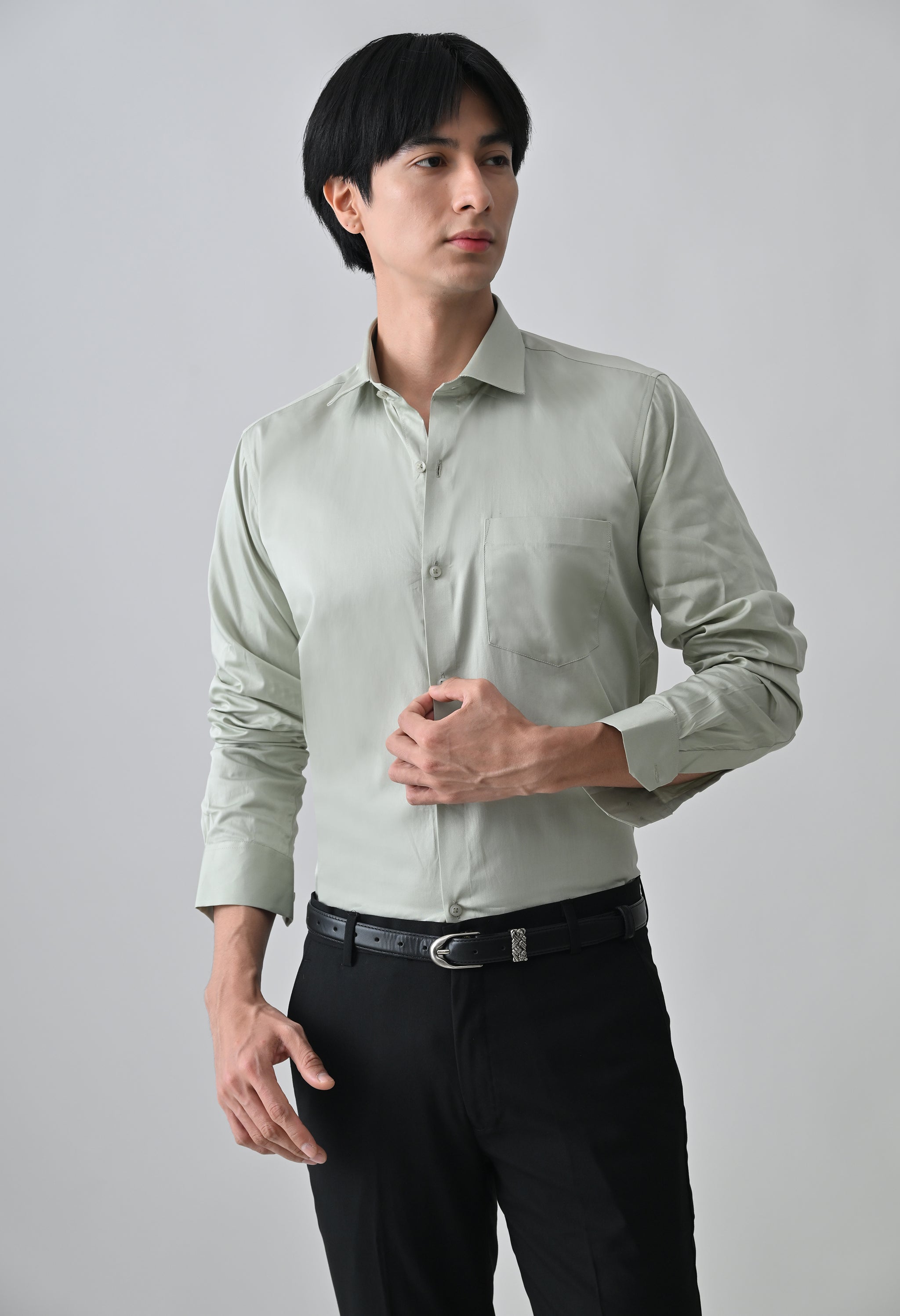 Cool Bee Light Green Cotton Shirt for Men - Light Green Premium Cotton Shirt India