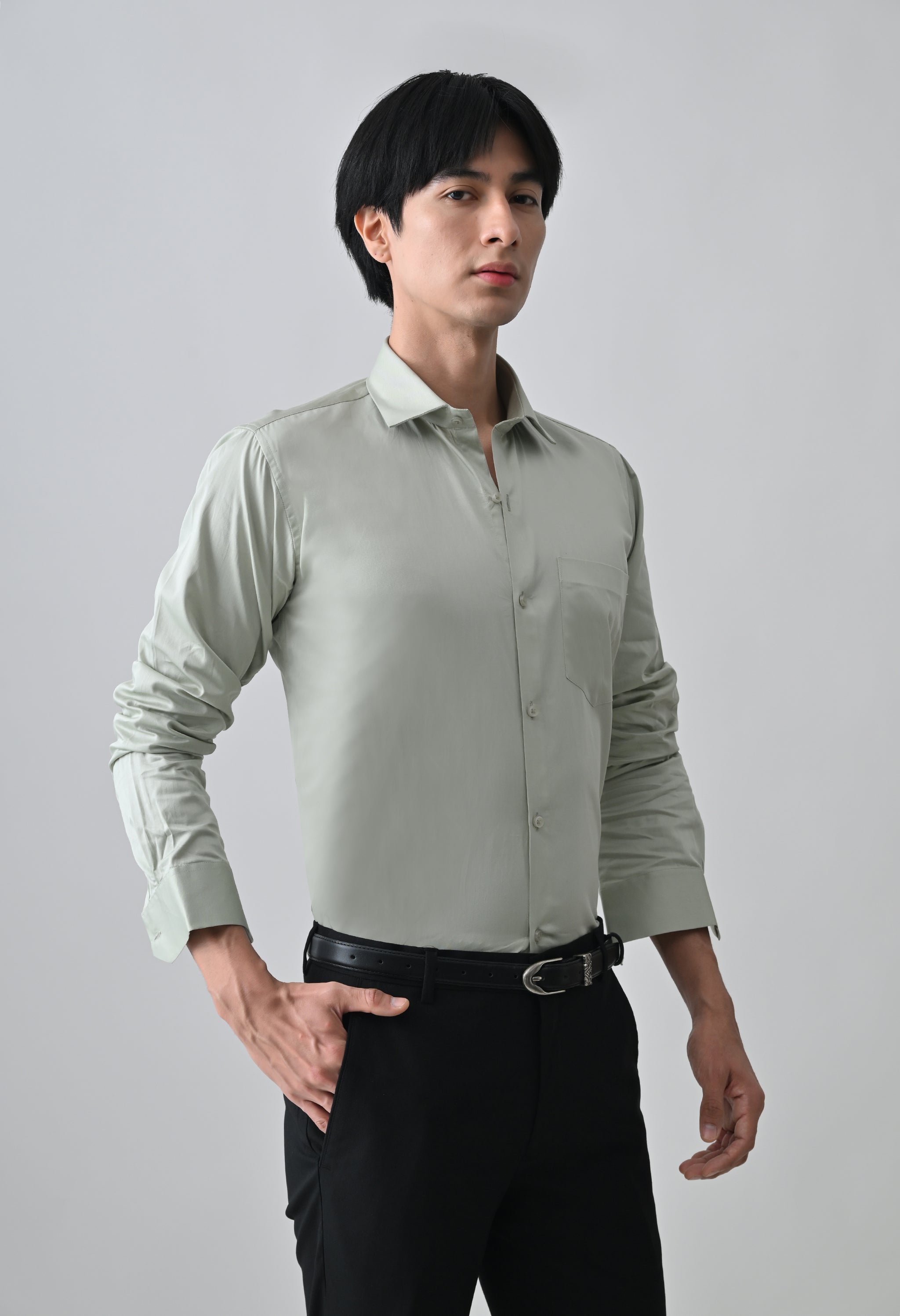 Cool Bee Light Green Cotton Shirt for Men - Light Green Premium Cotton Shirt India - Lifestyle View