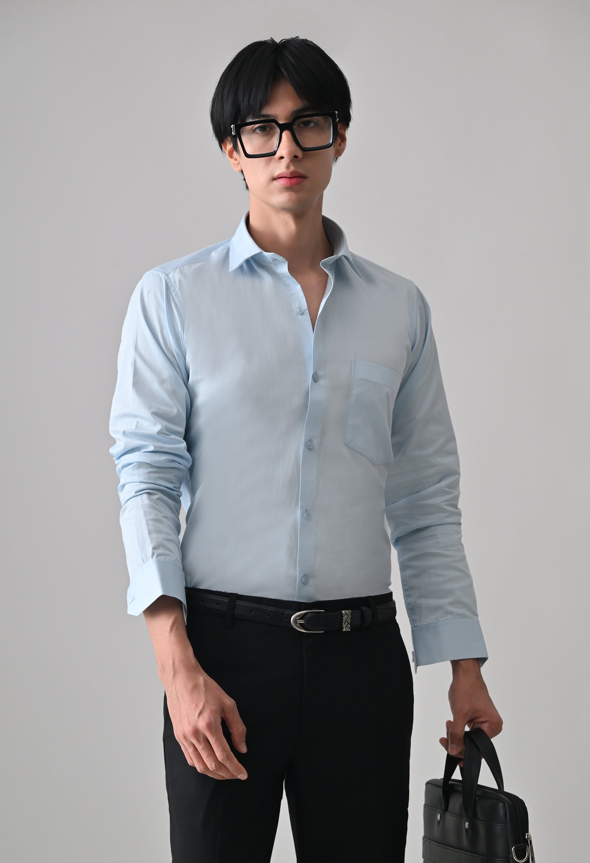 Cool Bee Sky Blue Cotton Shirt for Men - Sky Blue Premium Cotton Shirt India - Back View
