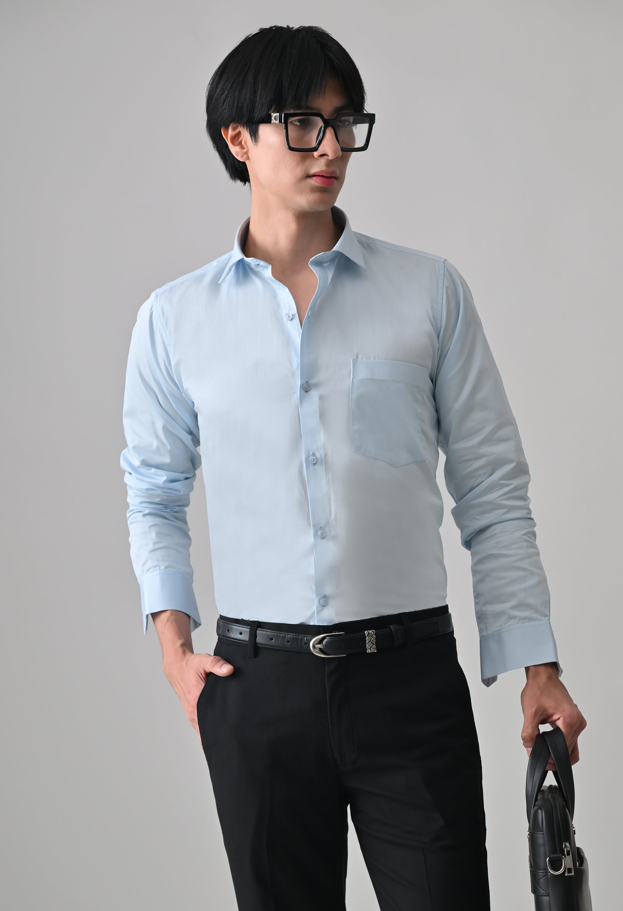 Cool Bee Sky Blue Cotton Shirt for Men - Sky Blue Premium Cotton Shirt India