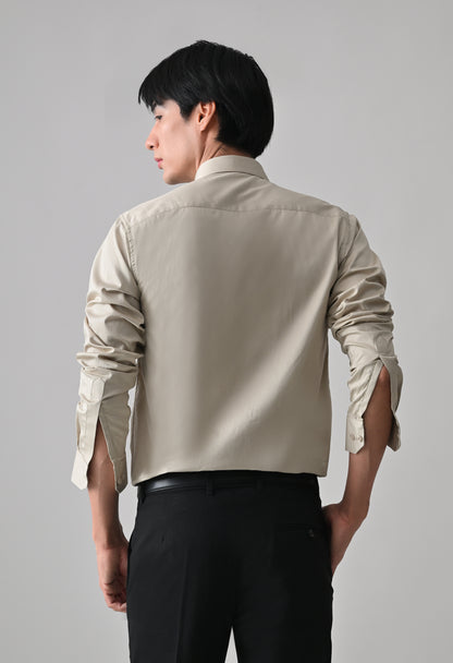 Beige Cotton Shirt for Men | Cool Bee I Spread Collar