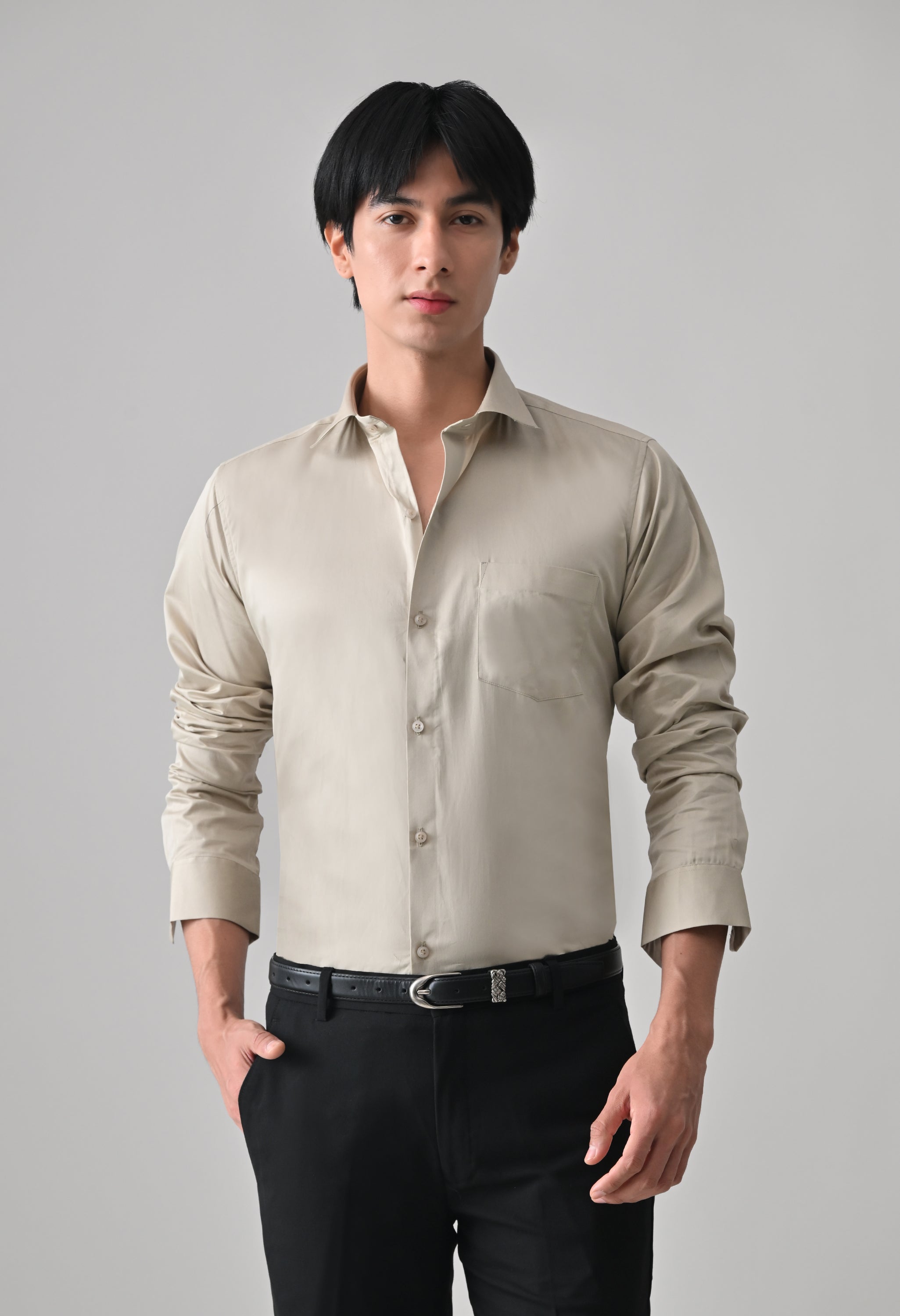 Cool Bee Beige Cotton Shirt for Men - Beige Premium Cotton Shirt India