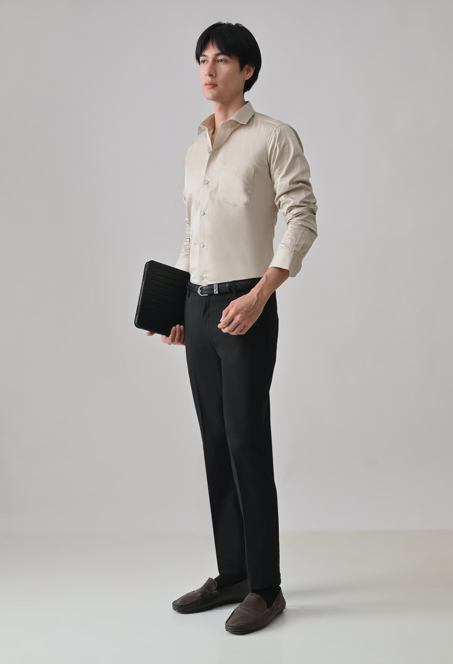 Beige Cotton Shirt for Men | Cool Bee I Spread Collar