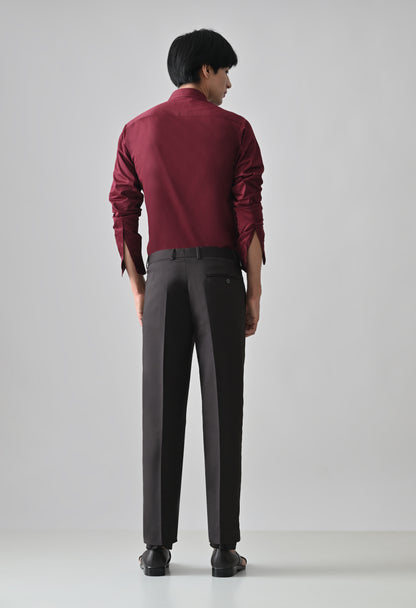 DARK WINE Solid Formal Trouser - Premium poly viscose | Comfortable Mens Pants