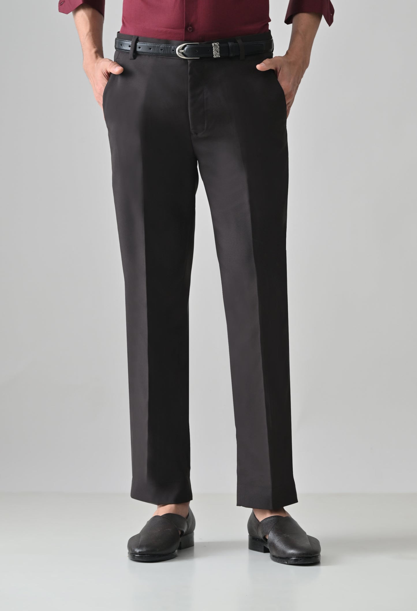 DARK WINE Solid Formal Trouser - Premium poly viscose | Comfortable Mens Pants