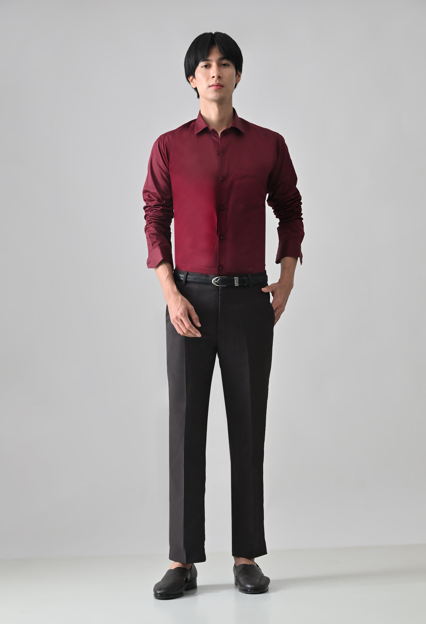 DARK WINE Solid Formal Trouser - Premium poly viscose | Comfortable Mens Pants