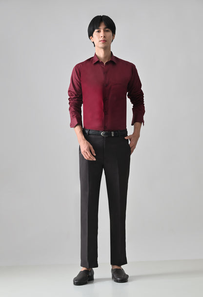 DARK WINE Solid Formal Trouser - Premium poly viscose | Comfortable Mens Pants