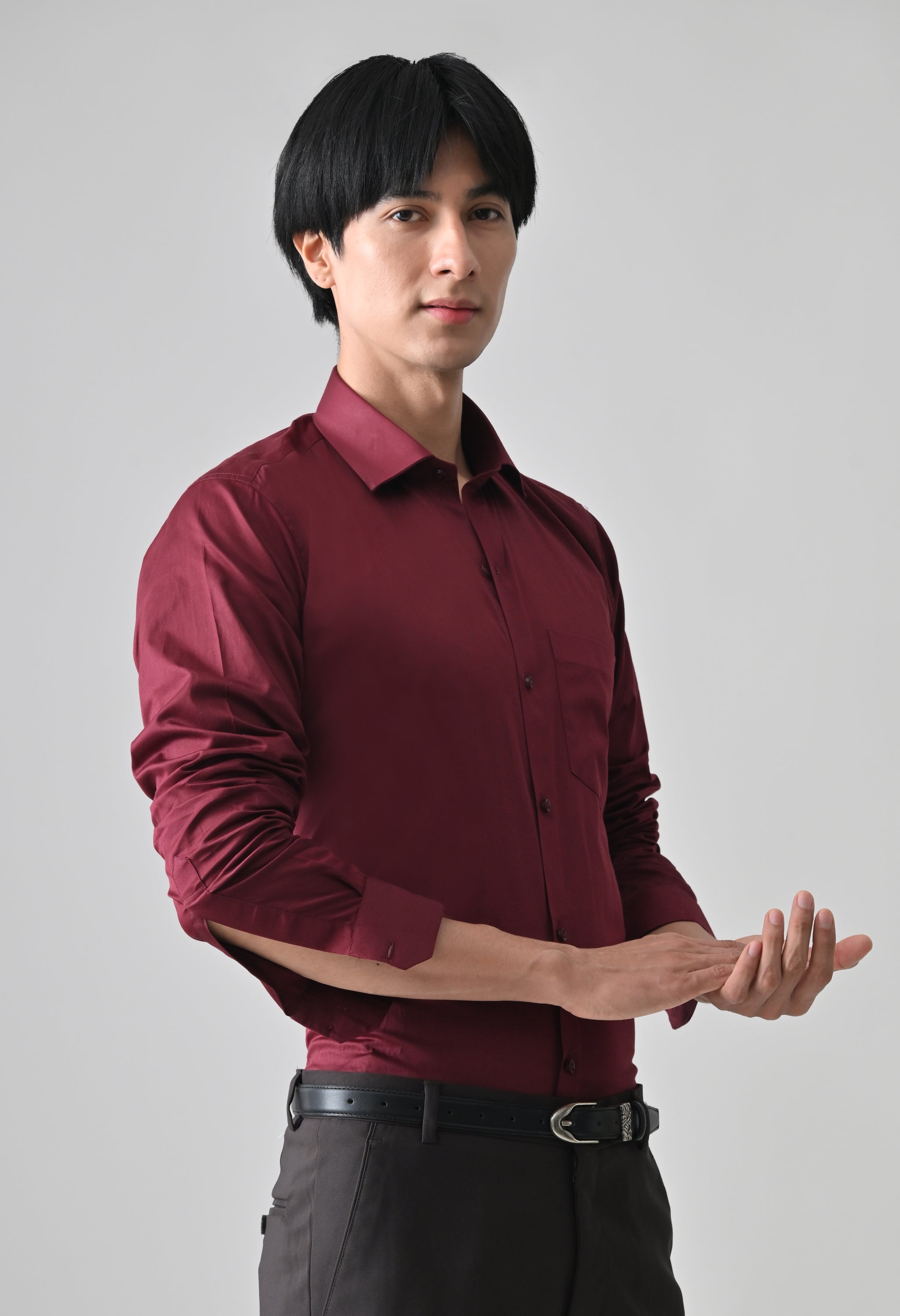 Cool Bee Maroon Cotton Shirt for Men - Maroon Premium Cotton Shirt India - Lifestyle View
