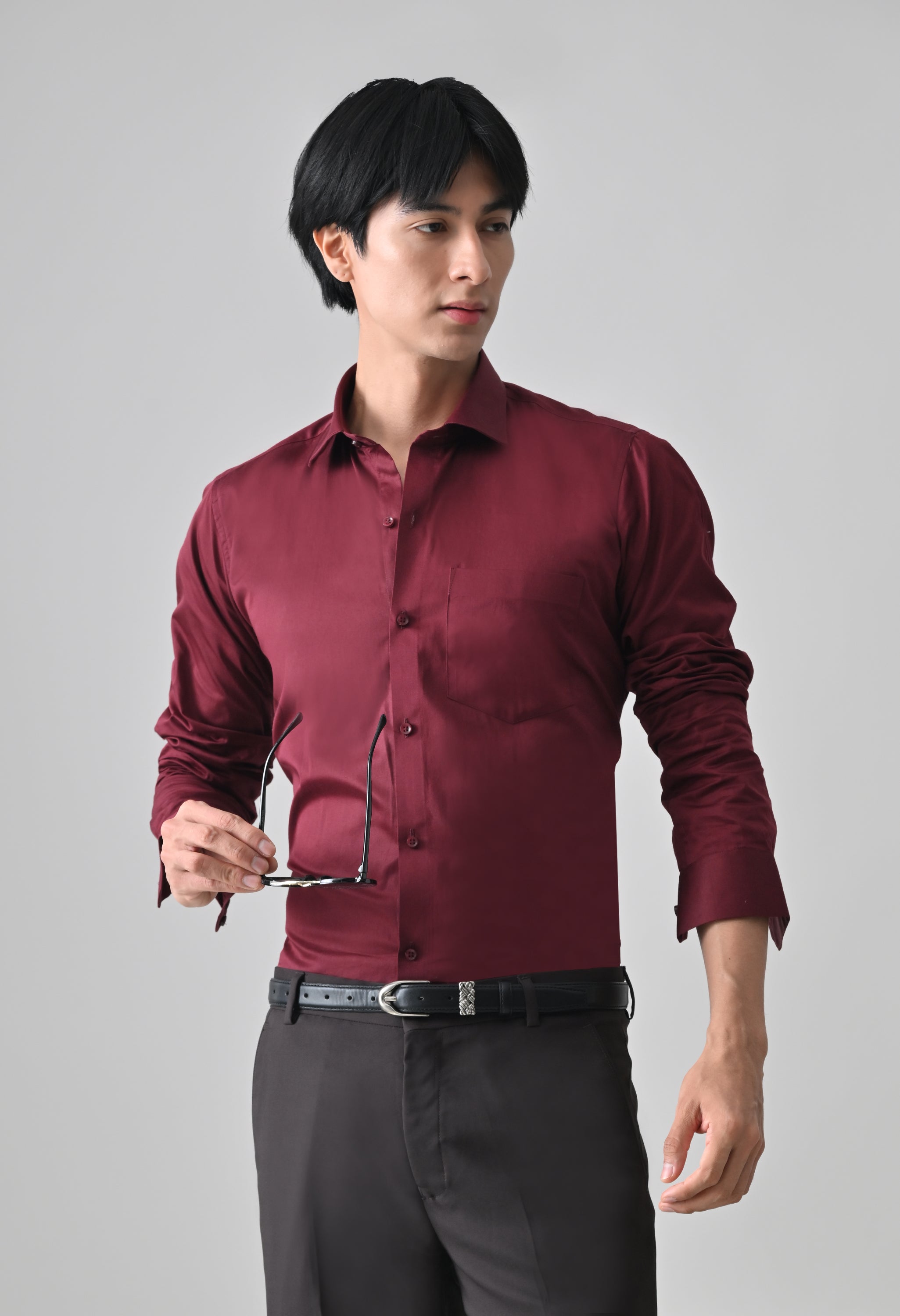 Cool Bee Maroon Cotton Shirt for Men - Maroon Premium Cotton Shirt India