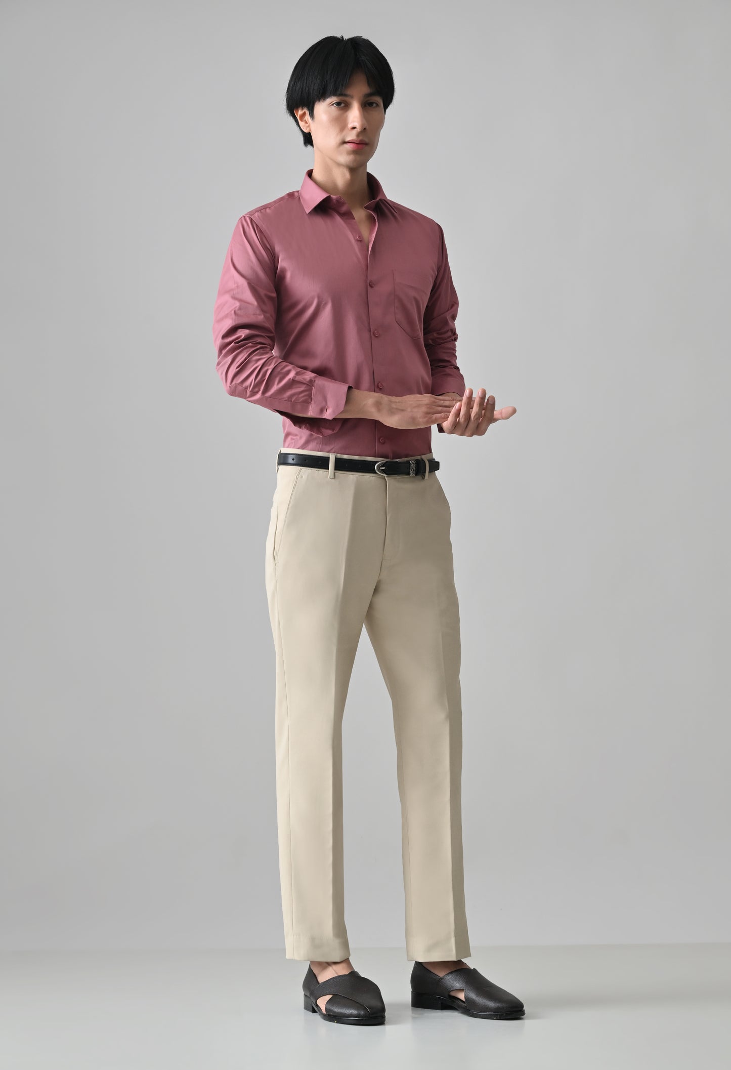 BEIGE Solid Formal Trouser - Premium poly viscose | Comfortable Mens Pants