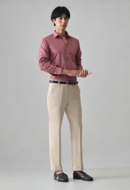 BEIGE Solid Formal Trouser - Premium poly viscose | Comfortable Mens Pants