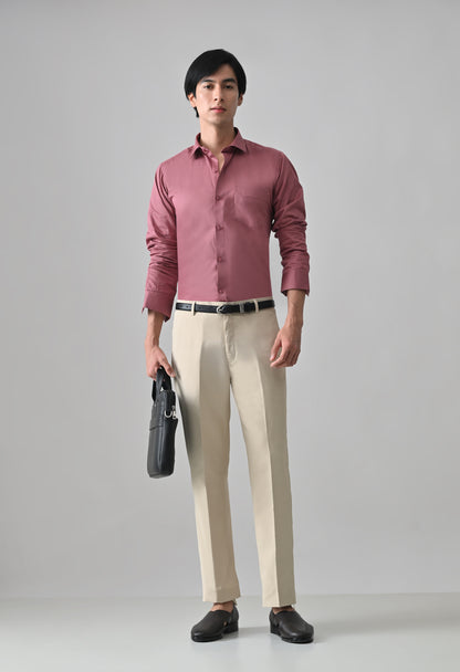 BEIGE Solid Formal Trouser - Premium poly viscose | Comfortable Mens Pants