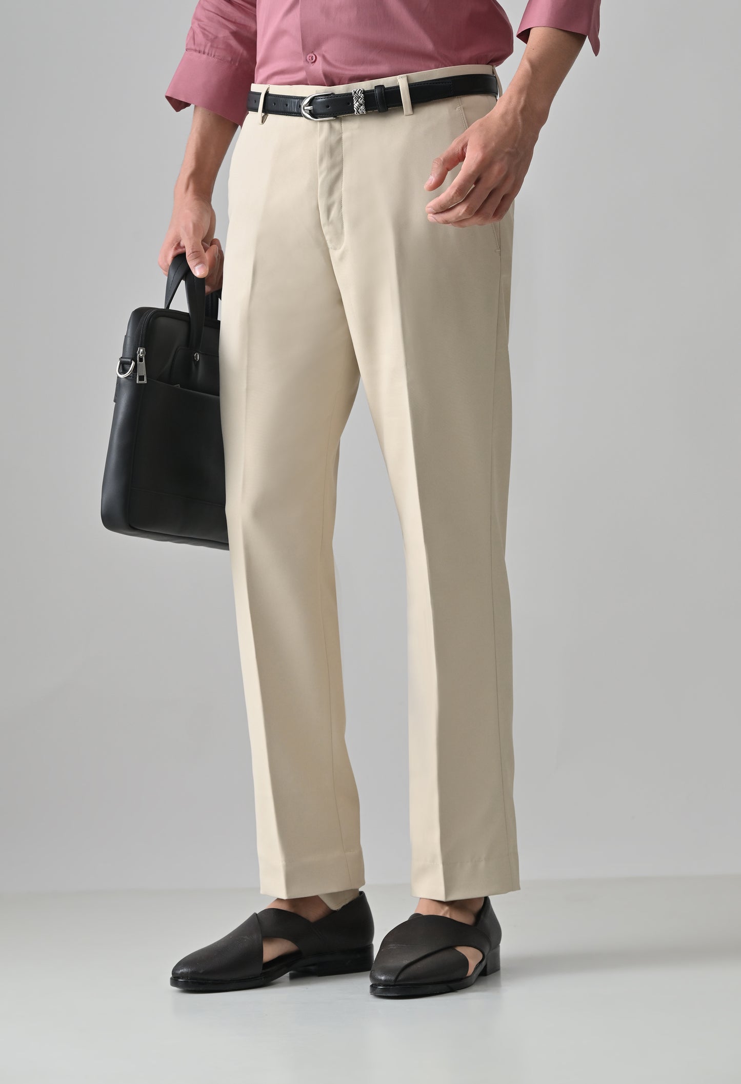 BEIGE Solid Formal Trouser - Premium poly viscose | Comfortable Mens Pants
