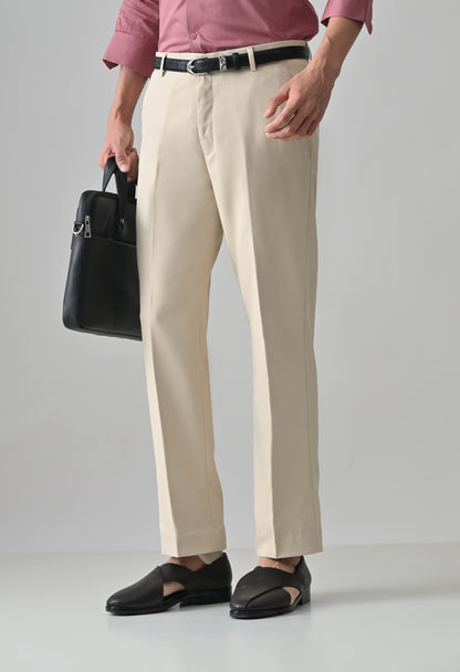 BEIGE Solid Formal Trouser - Premium poly viscose | Comfortable Mens Pants