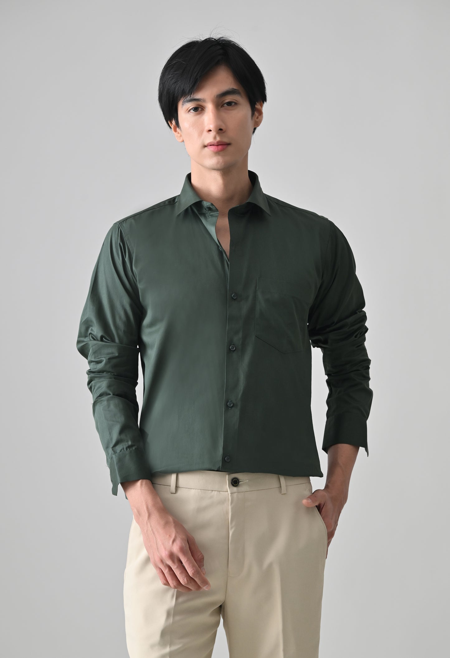 Bottle Green Cotton Shirt for Men | Cool Bee