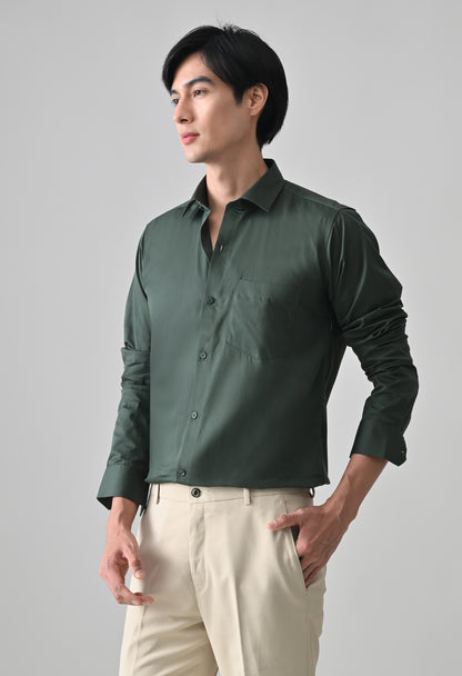 Bottle Green Cotton Shirt for Men | Cool Bee