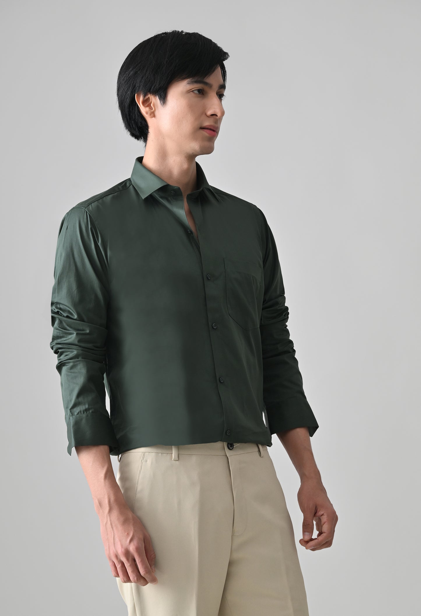 Bottle Green Cotton Shirt for Men | Cool Bee