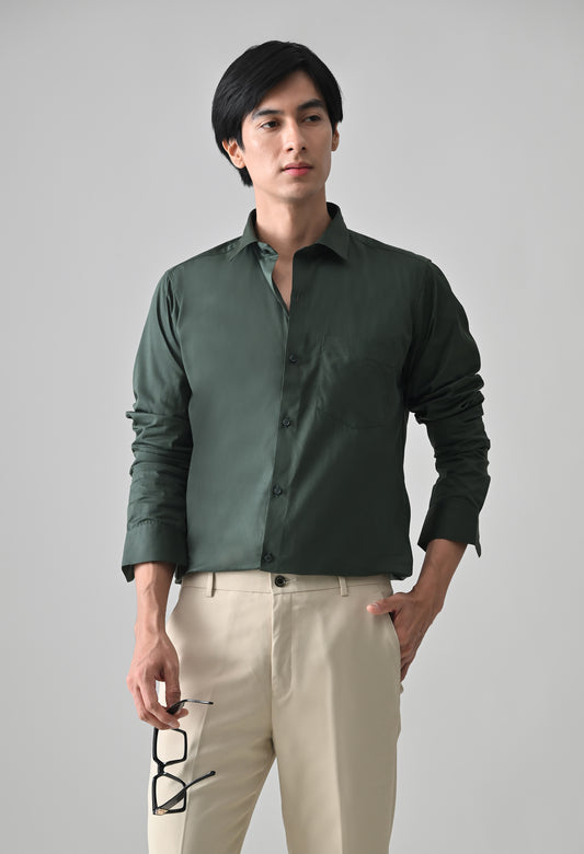 Bottle Green Cotton Shirt for Men | Cool Bee