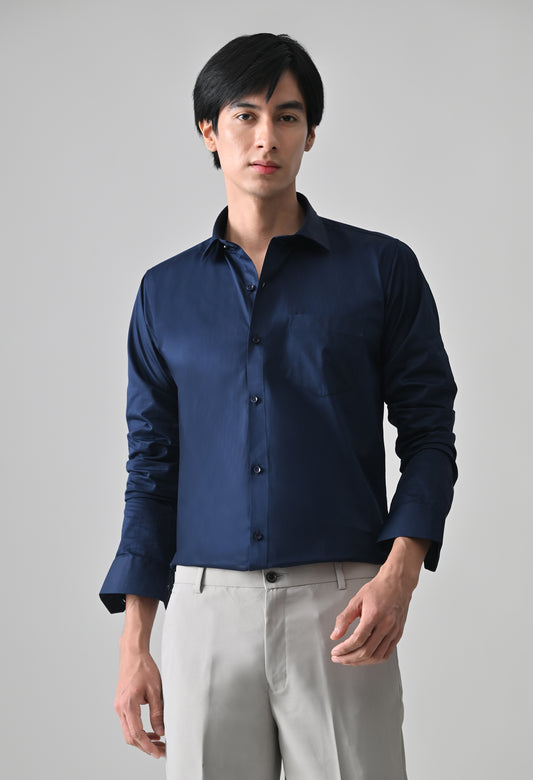 Navy Cotton Shirt for Men | Cool Bee I Spread Collar