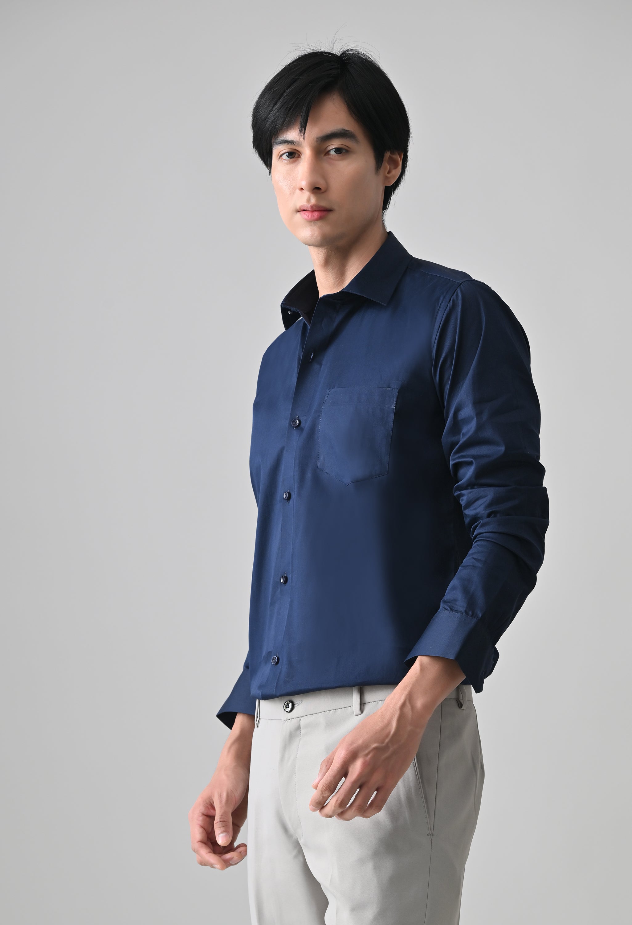 Cool Bee Navy Cotton Shirt for Men - Navy Premium Cotton Shirt India - Back View