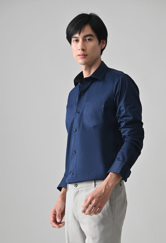 Navy Cotton Shirt for Men | Cool Bee I Spread Collar