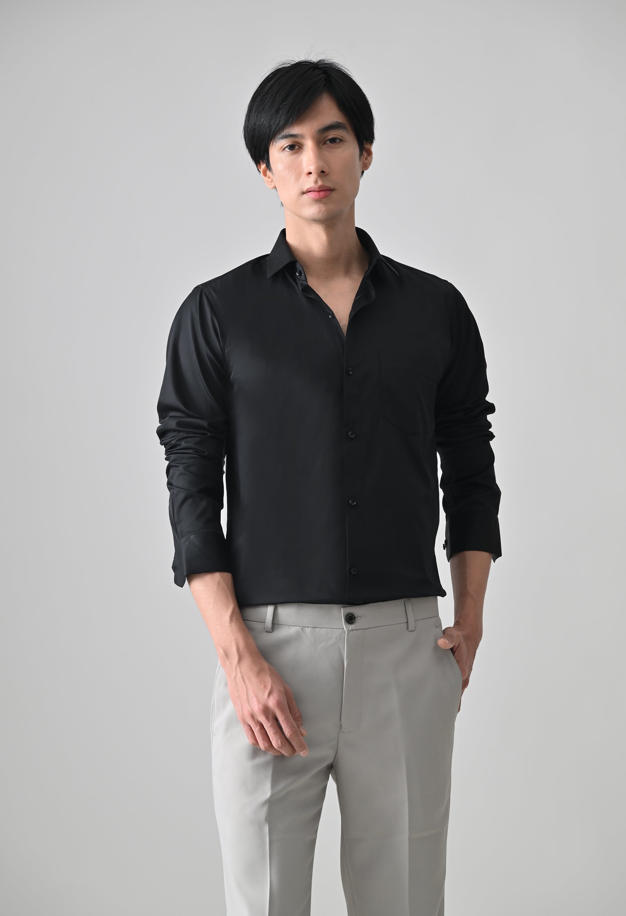 Cool Bee Black Cotton Shirt for Men - Black Premium Cotton Shirt India