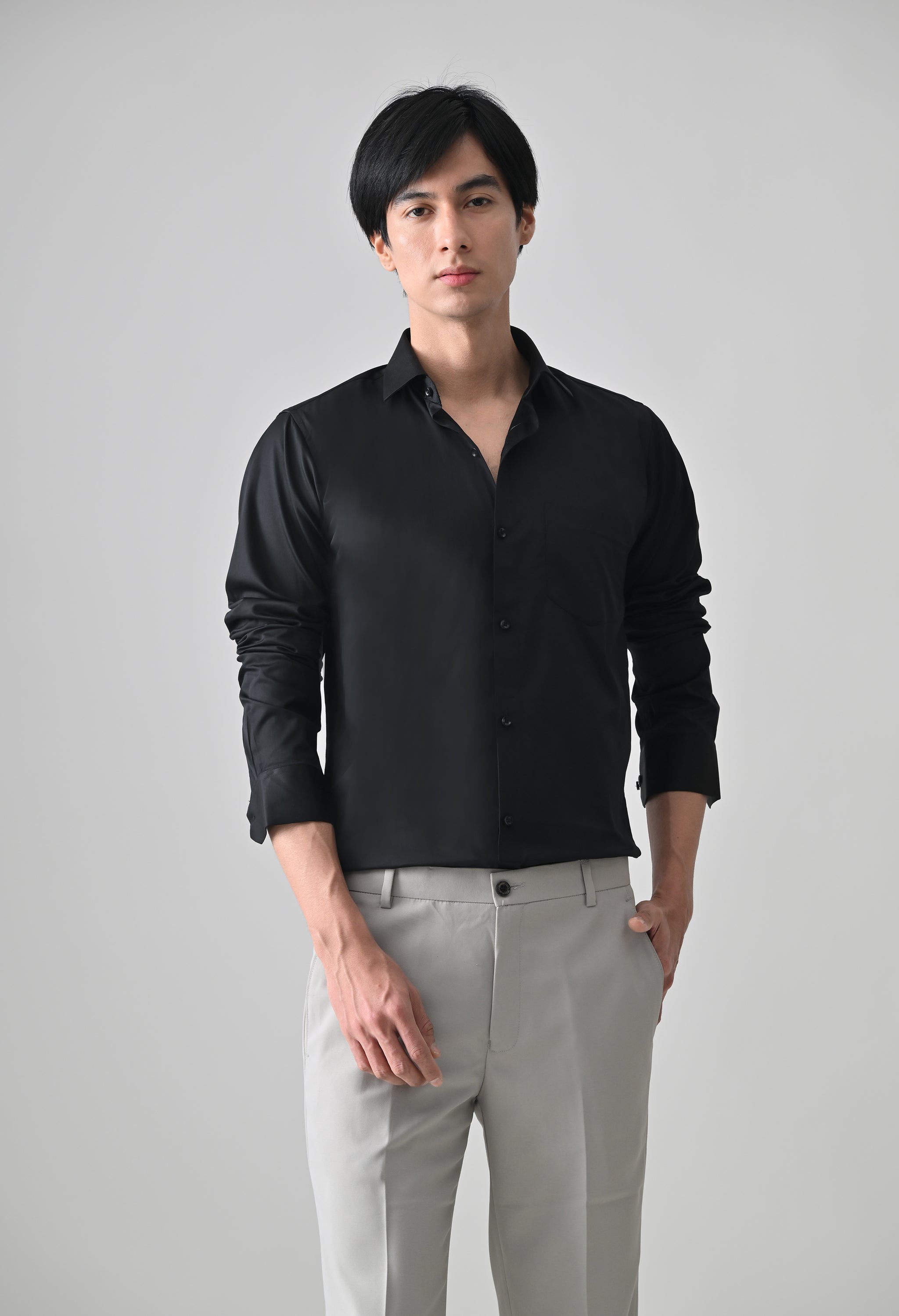 Cool Bee Black Cotton Shirt for Men - Black Premium Cotton Shirt India