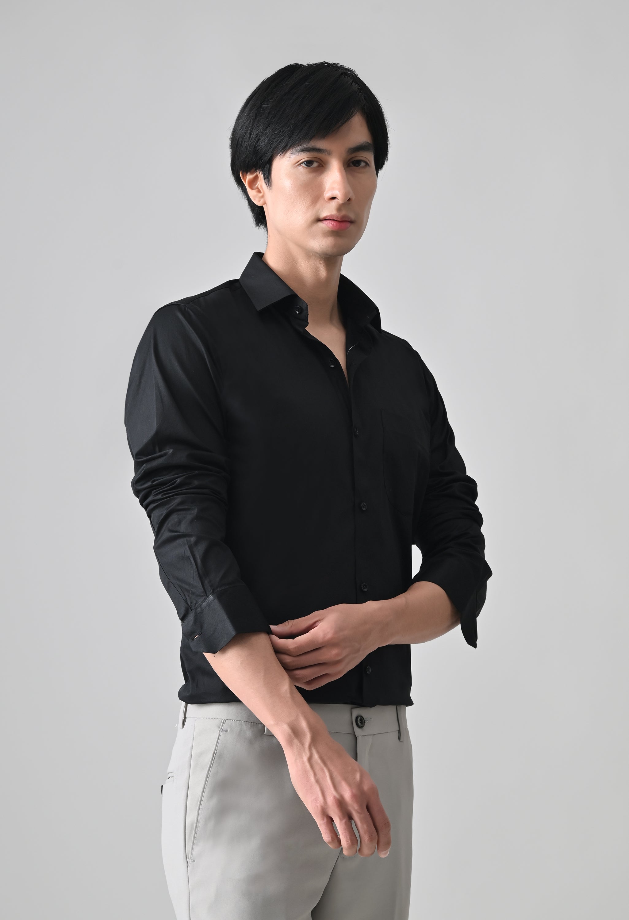 Cool Bee Black Cotton Shirt for Men - Black Premium Cotton Shirt India - Lifestyle View