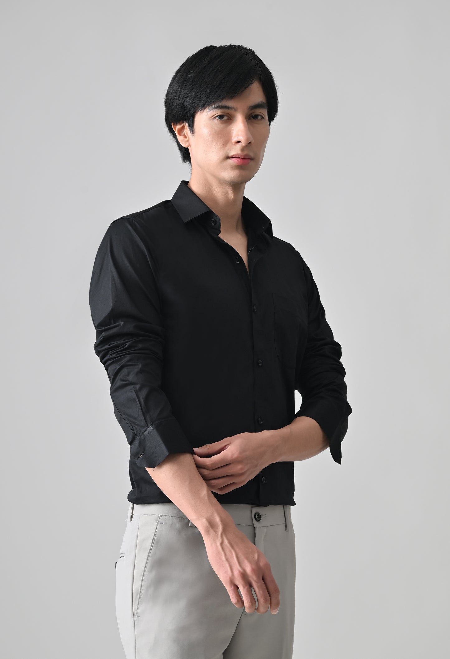 Black Cotton Shirt for Men | Cool Bee I Spread Collar