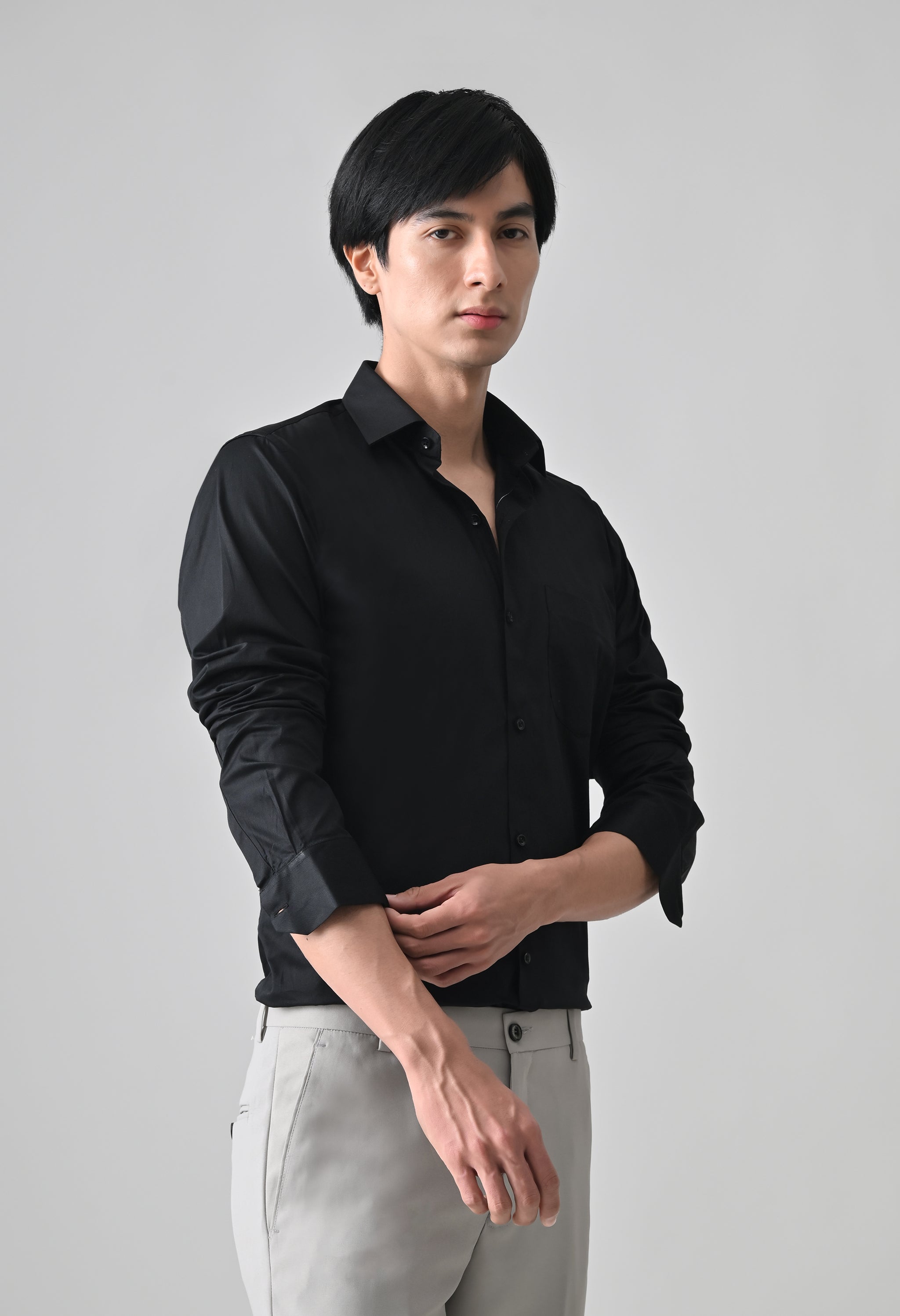 Cool Bee Black Cotton Shirt for Men - Black Premium Cotton Shirt India - Lifestyle View