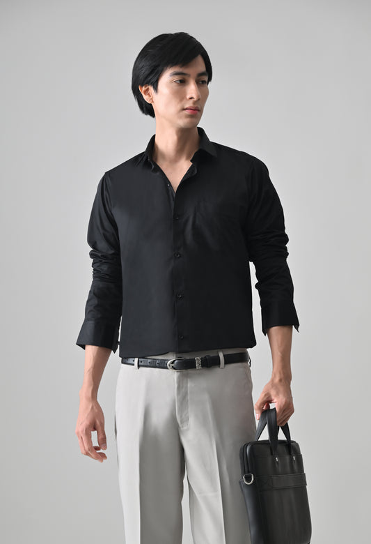 Black Cotton Shirt for Men | Cool Bee I Spread Collar