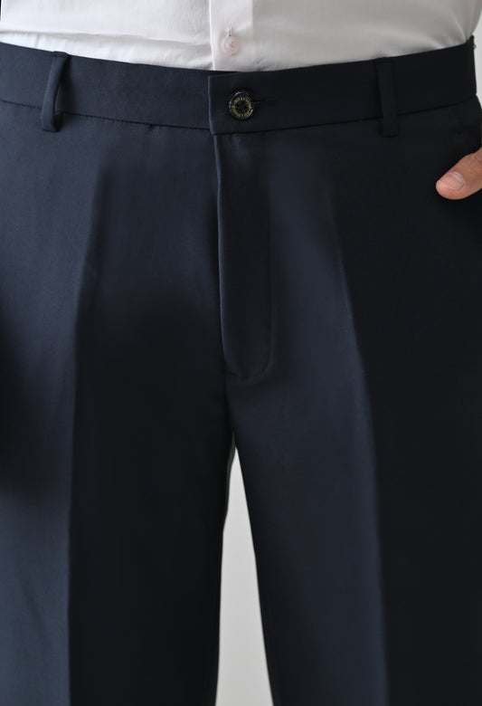 NAVY Solid Formal Trouser - Premium poly viscose | Comfortable Mens Pants