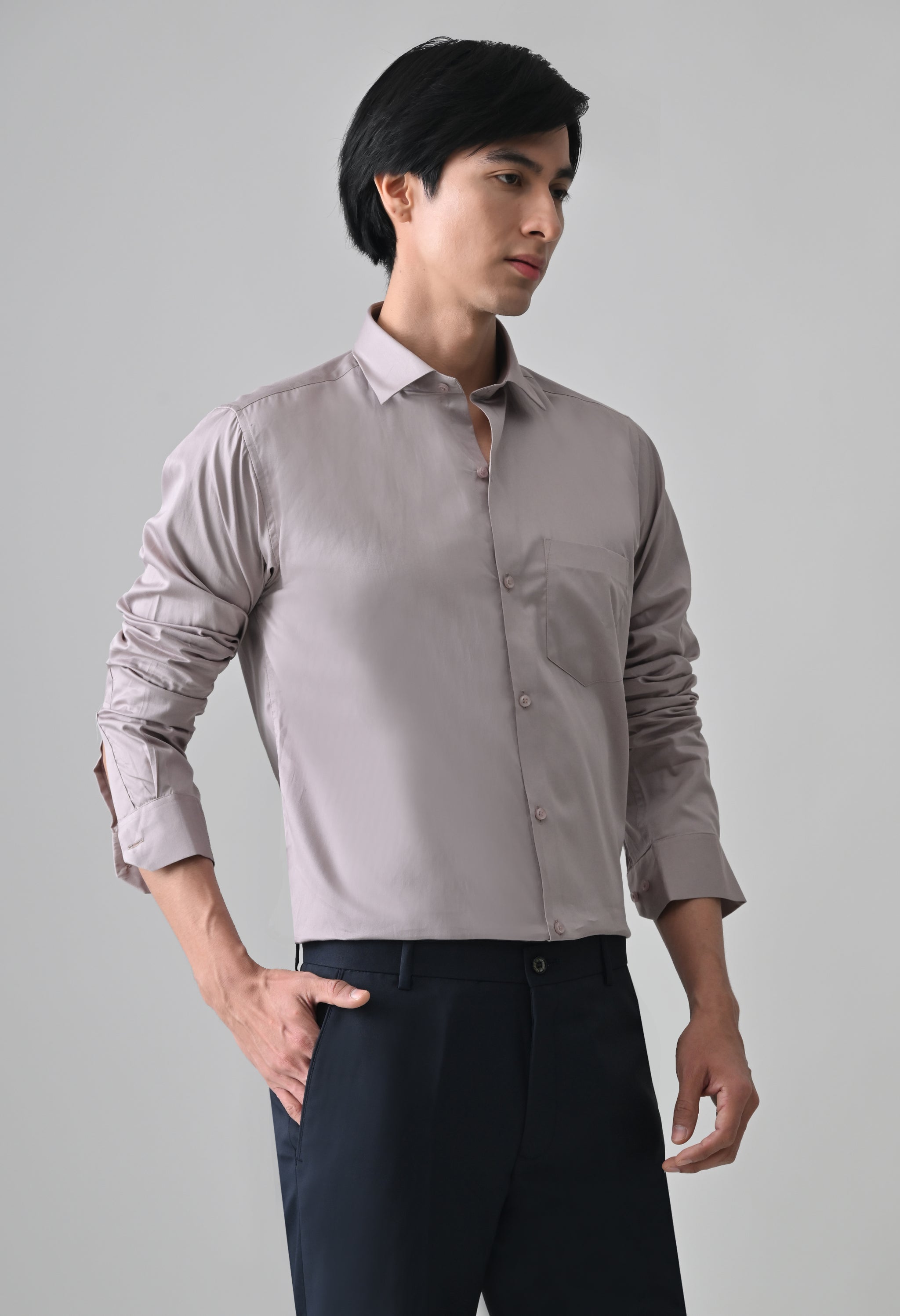 Cool Bee Mauve Cotton Shirt for Men - Mauve Premium Cotton Shirt India - Back View