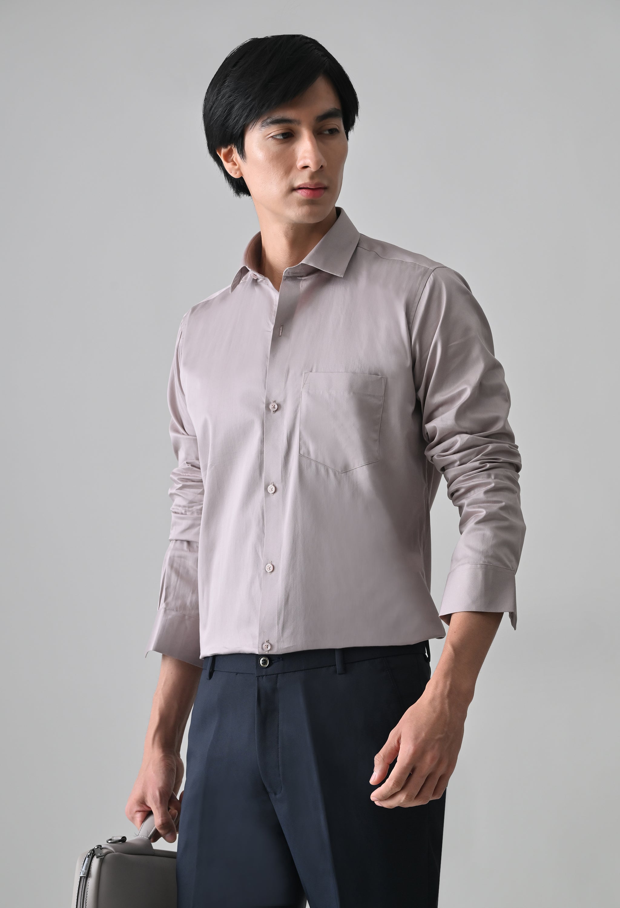 Cool Bee Mauve Cotton Shirt for Men - Mauve Premium Cotton Shirt India - Detail View