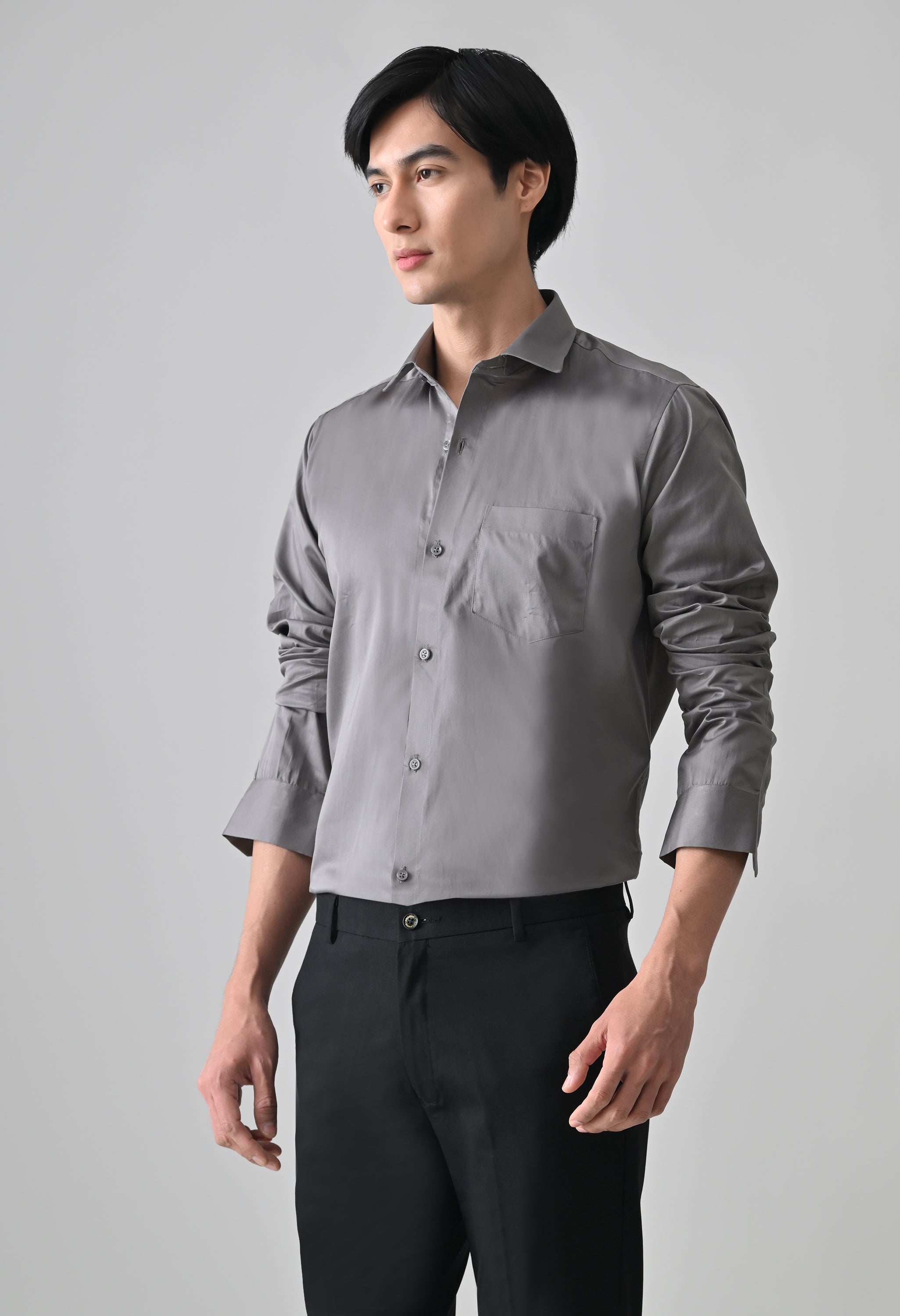 Cool Bee Grey Cotton Shirt for Men - Grey Premium Cotton Shirt India - Back View