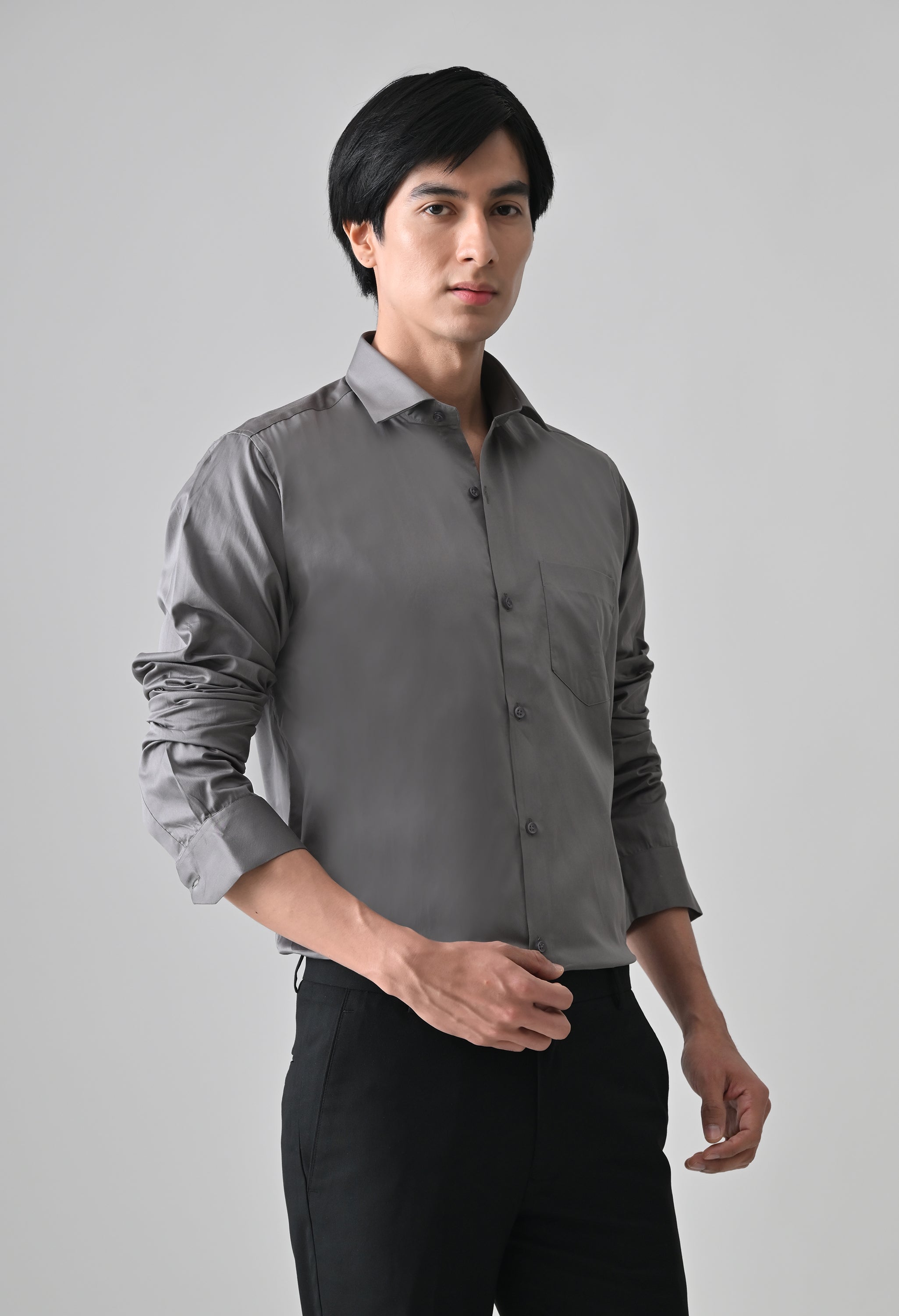 Cool Bee Grey Cotton Shirt for Men - Grey Premium Cotton Shirt India - Lifestyle View