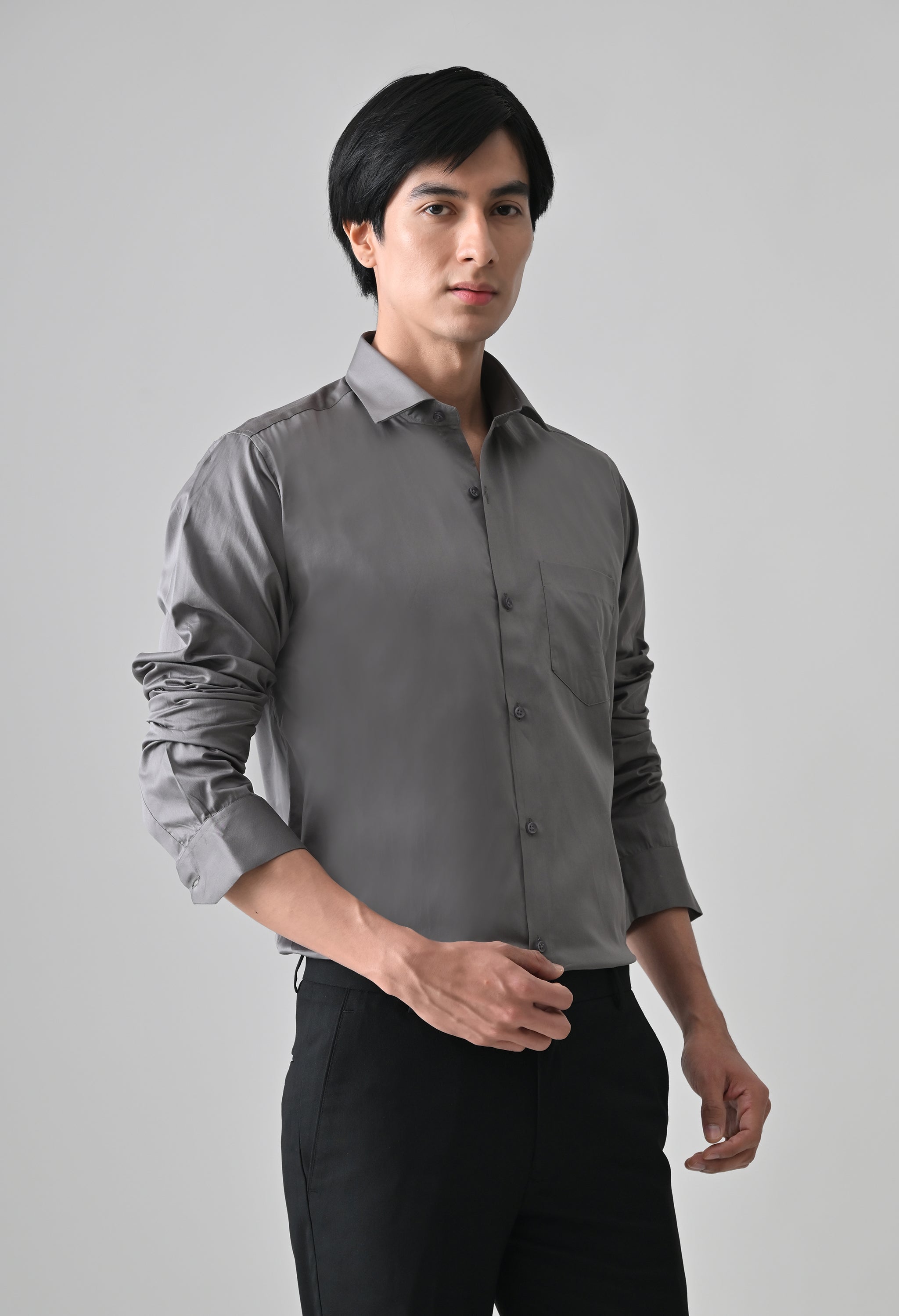 Cool Bee Grey Cotton Shirt for Men - Grey Premium Cotton Shirt India - Lifestyle View