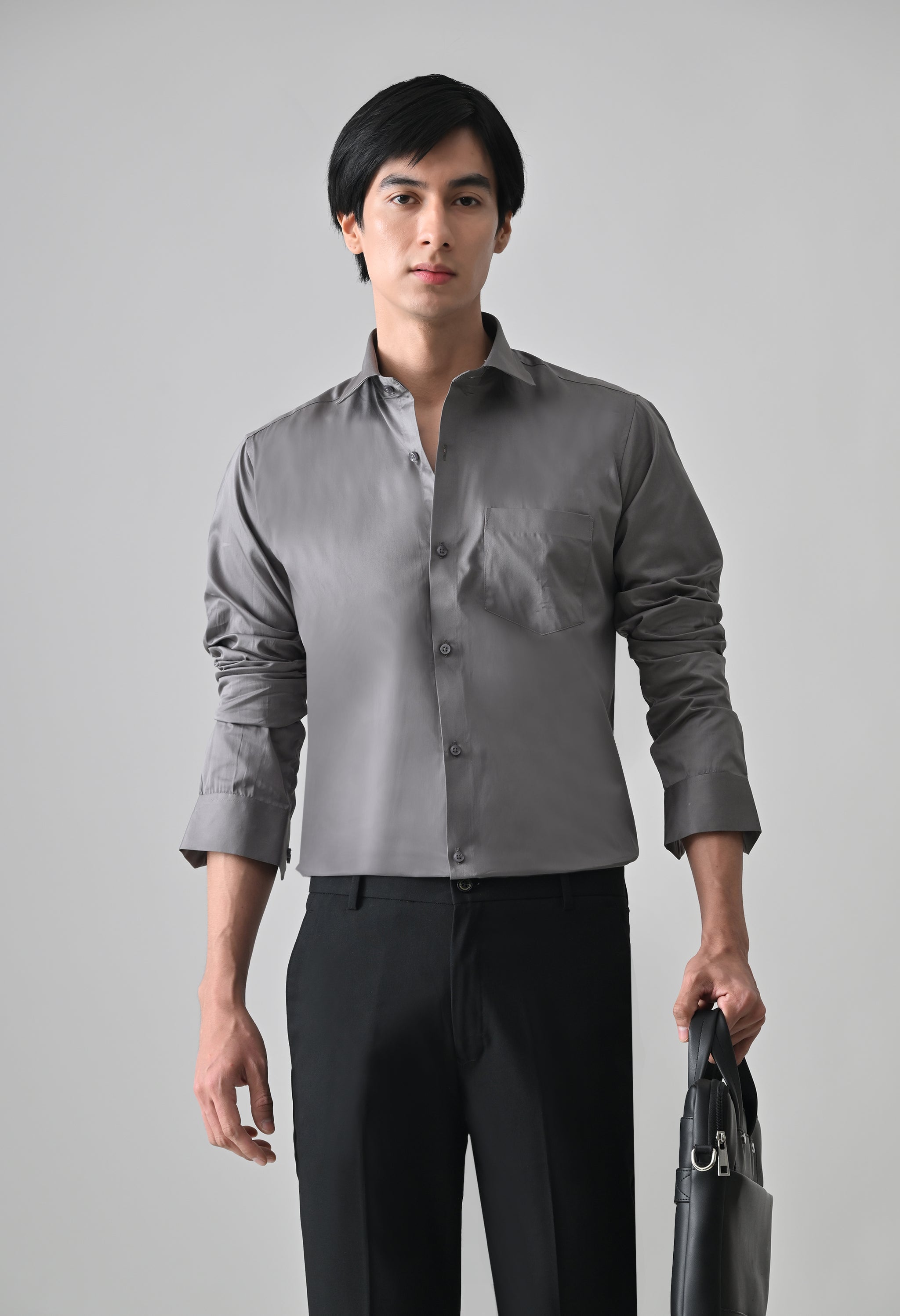 Cool Bee Grey Cotton Shirt for Men - Grey Premium Cotton Shirt India