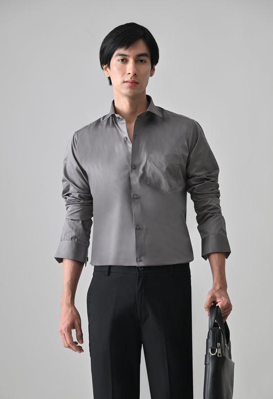Grey Cotton Shirt for Men | Cool Bee I Spread Collar