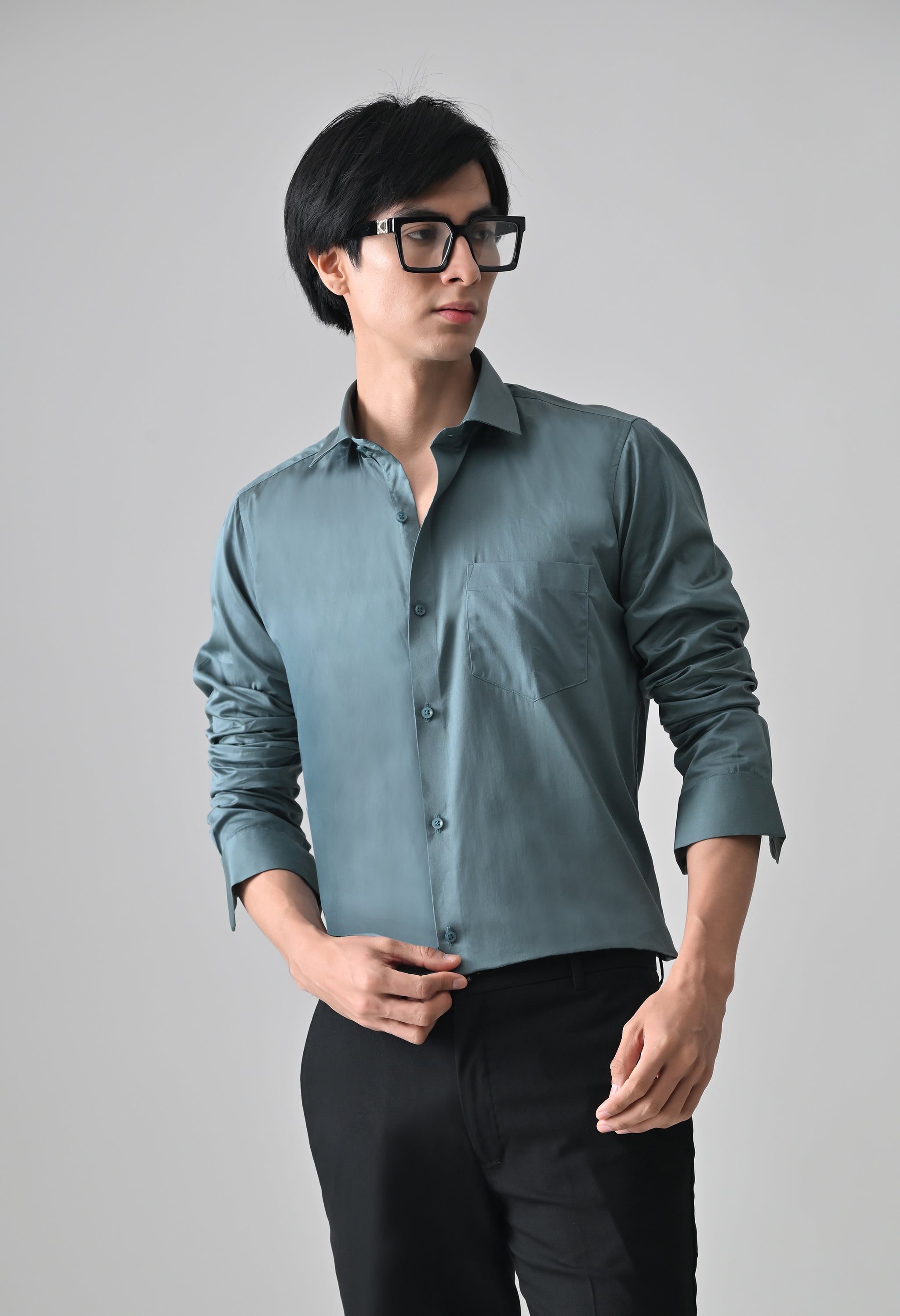 Cool Bee Green Cotton Shirt for Men - Green Premium Cotton Shirt India