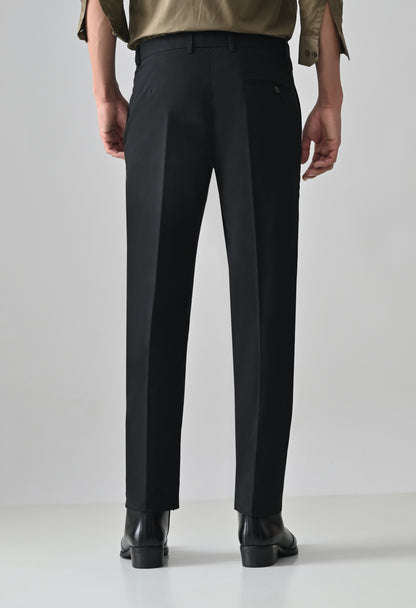 BLACK Solid Formal Trouser - Premium poly viscose | Comfortable Mens Pants