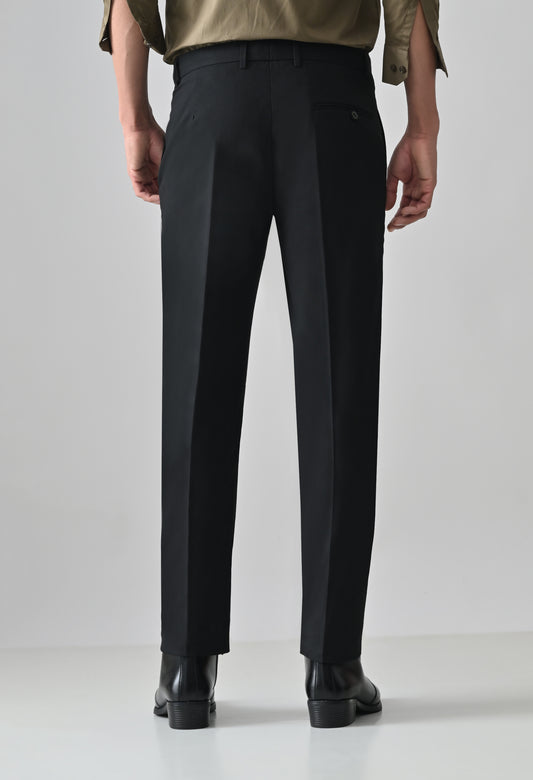 BLACK Solid Formal Trouser - Premium poly viscose | Comfortable Mens Pants