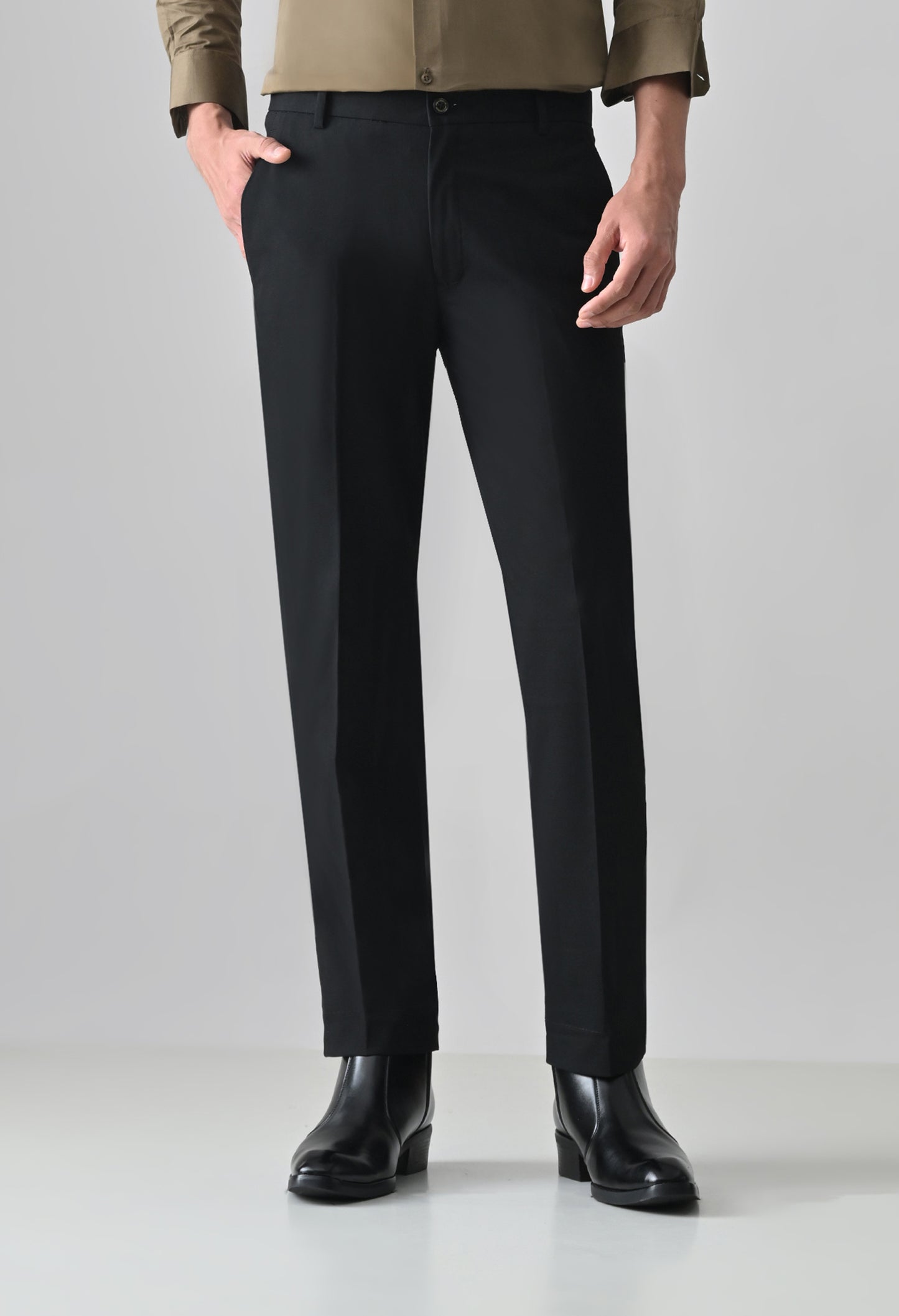 BLACK Solid Formal Trouser - Premium poly viscose | Comfortable Mens Pants