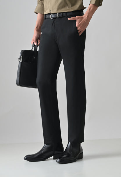 BLACK Solid Formal Trouser - Premium poly viscose | Comfortable Mens Pants