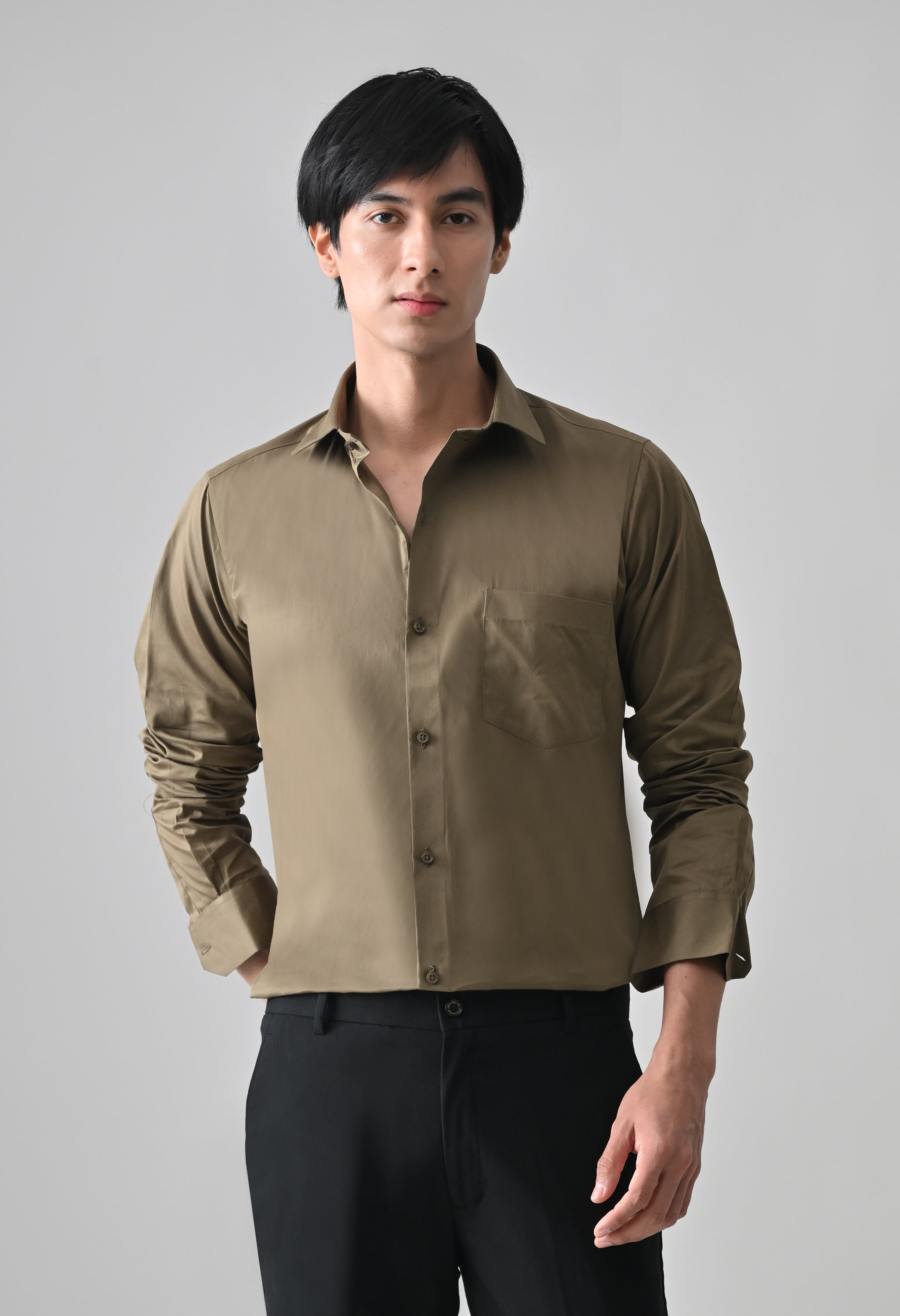 Cool Bee Khaki Cotton Shirt for Men - Khaki Premium Cotton Shirt India