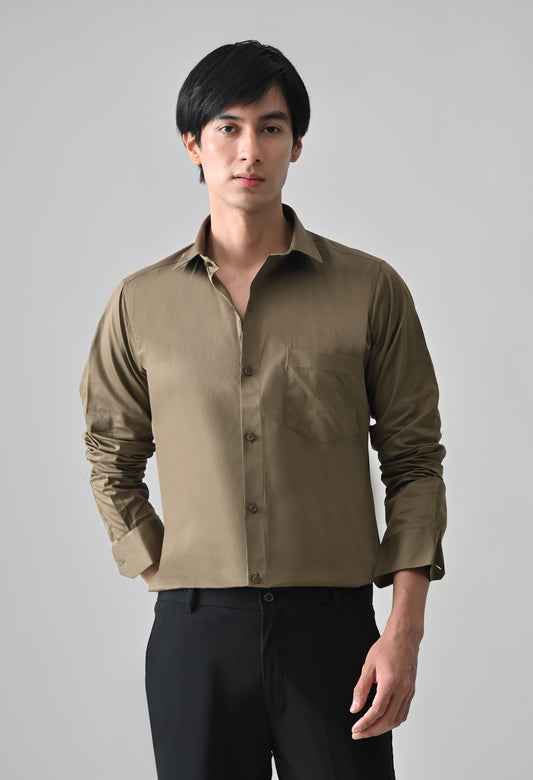 Khaki Cotton Shirt for Men | Cool Bee
