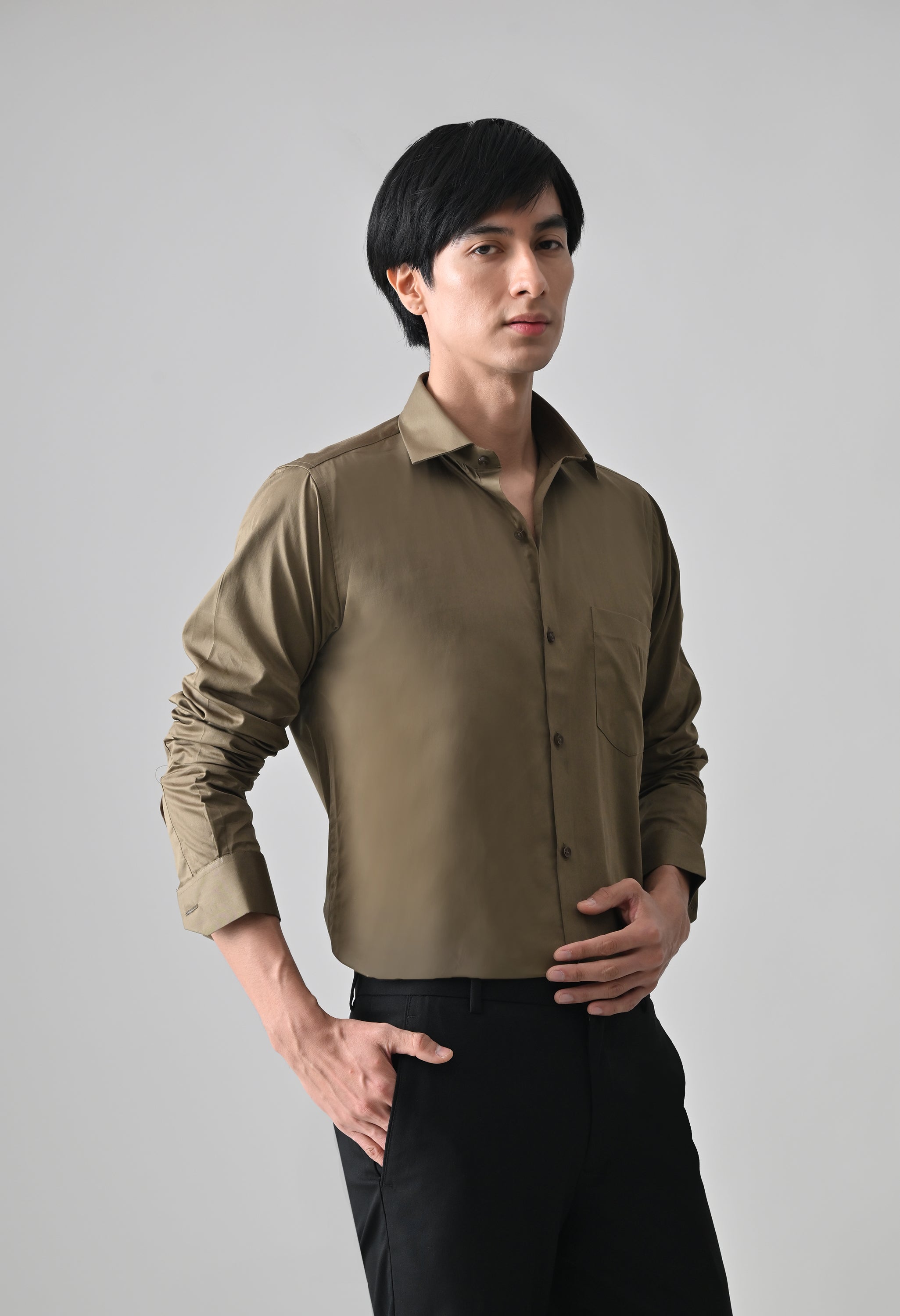 Cool Bee Khaki Cotton Shirt for Men - Khaki Premium Cotton Shirt India - Lifestyle View