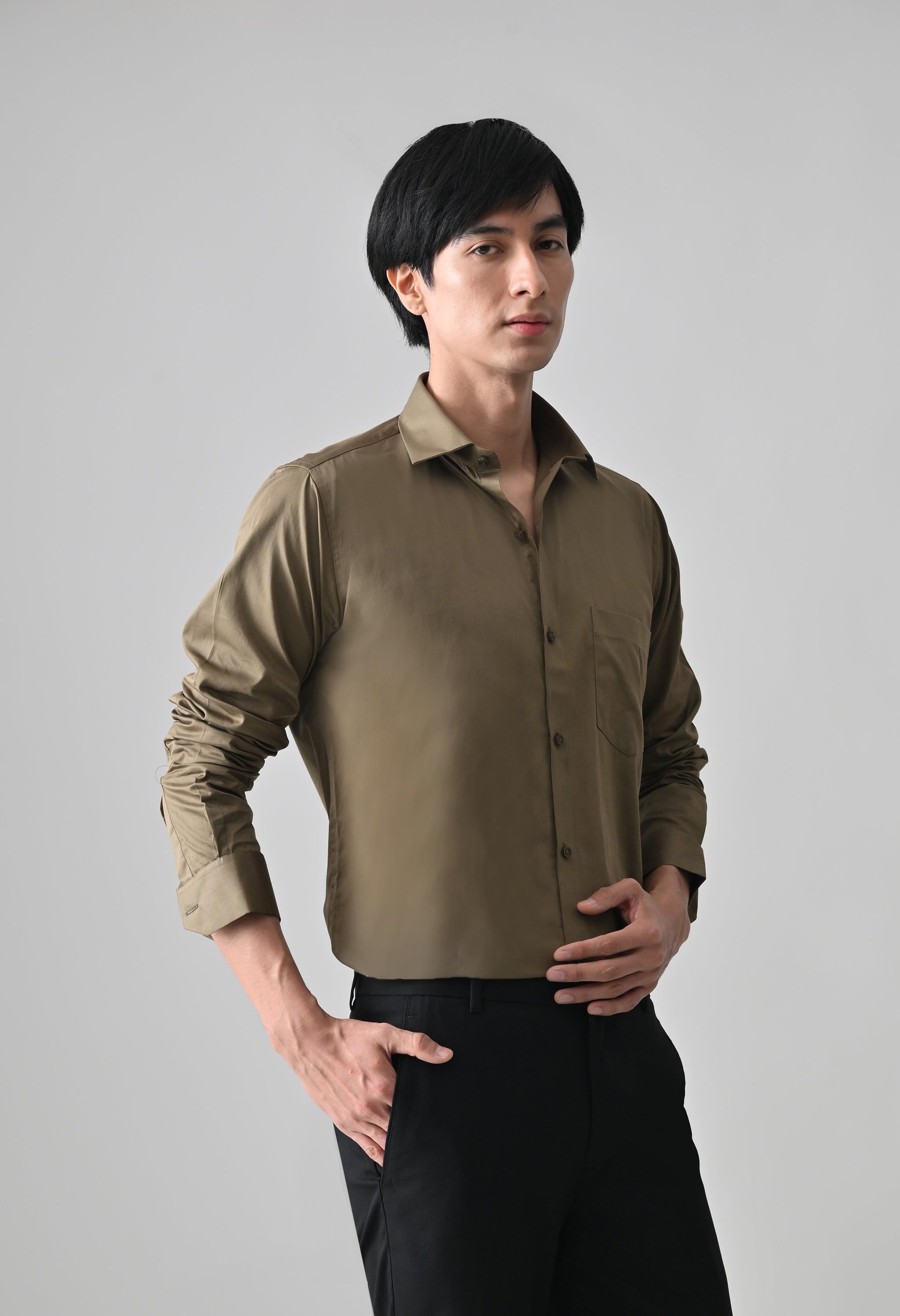 Cool Bee Khaki Cotton Shirt for Men - Khaki Premium Cotton Shirt India - Lifestyle View